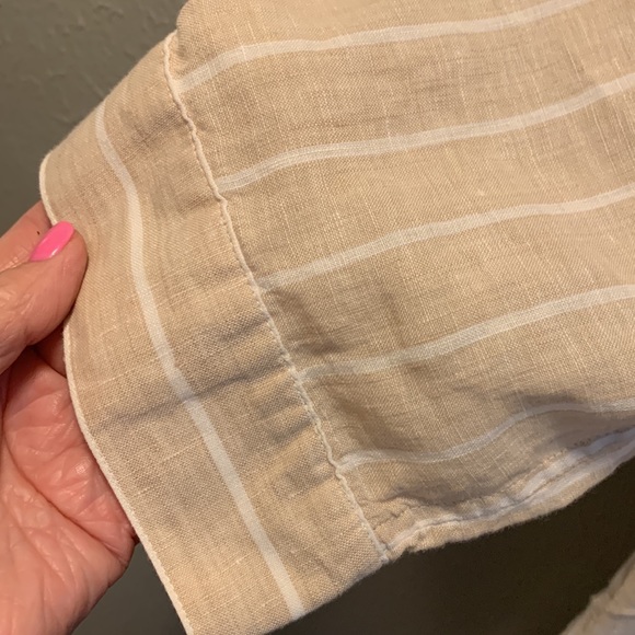 Chico’s Linen Cream Stripe Blouse Top Chico’s Size 1 US Medium 8 10 - Picture 4 of 11